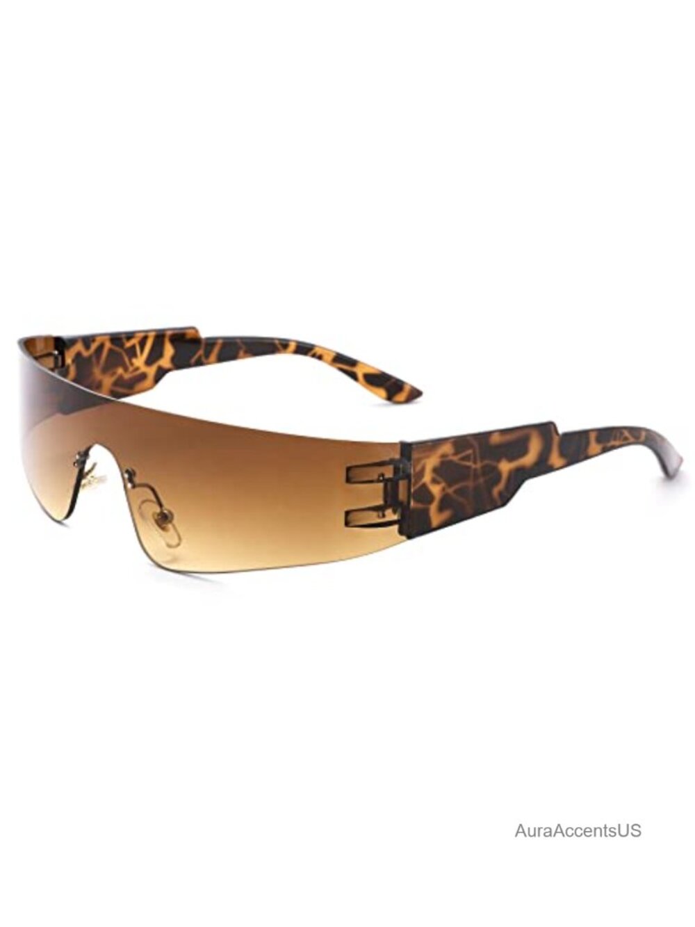 COASION Wrap Around Sunglasses Rimless Futuristic Y2K Shield Flat Top UV400